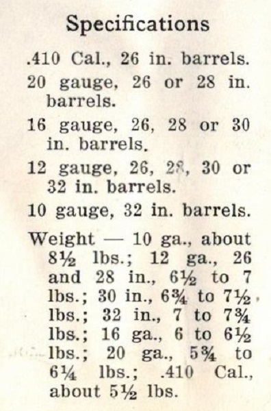 1926 Ithaca Gun Co. catalog Specifications.jpg