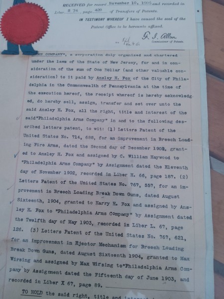 Transfer of Philadelphia Arms Co. Patents No. 714,688; 767,557 and 767,621.jpg