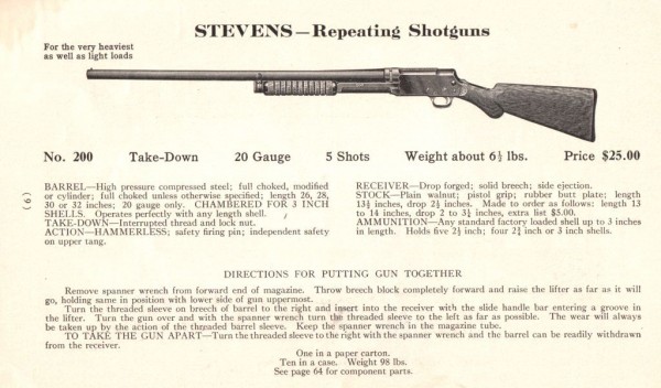 No. 200 20-gauge Catalogue No. 54.jpg (112.68 KiB) Viewed 9667 times J. Stevens Arms & Tool Co. Catalogue No. 54